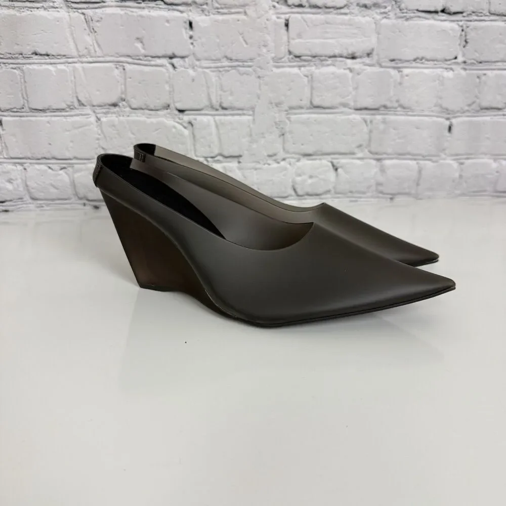 Yeezy Women’s Wedge Heels HL-03 Black Translucent TPU Heel Size 10 Slip On Shoe